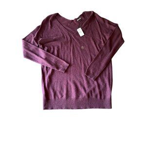 Express Burgundy V-Neck Sweater M Wool Blend
